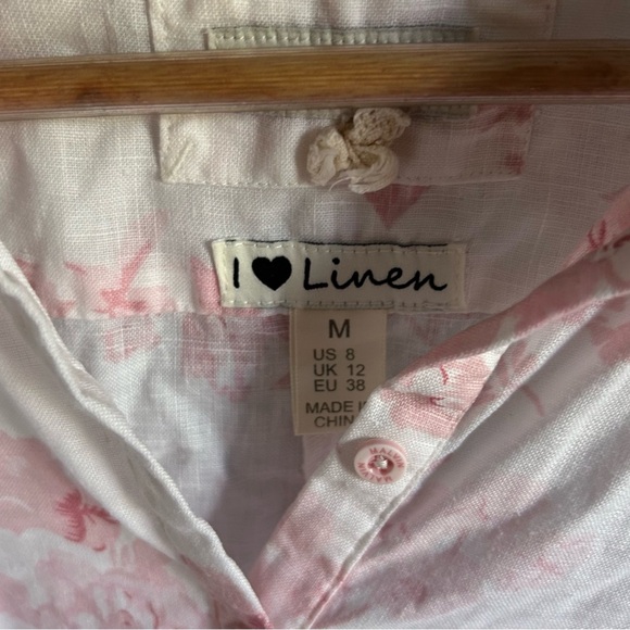 MALVIN HAMBURG GERMANY FLORAL LINEN DRESS 3/4 SLEEVE Size medium - Picture 6 of 7